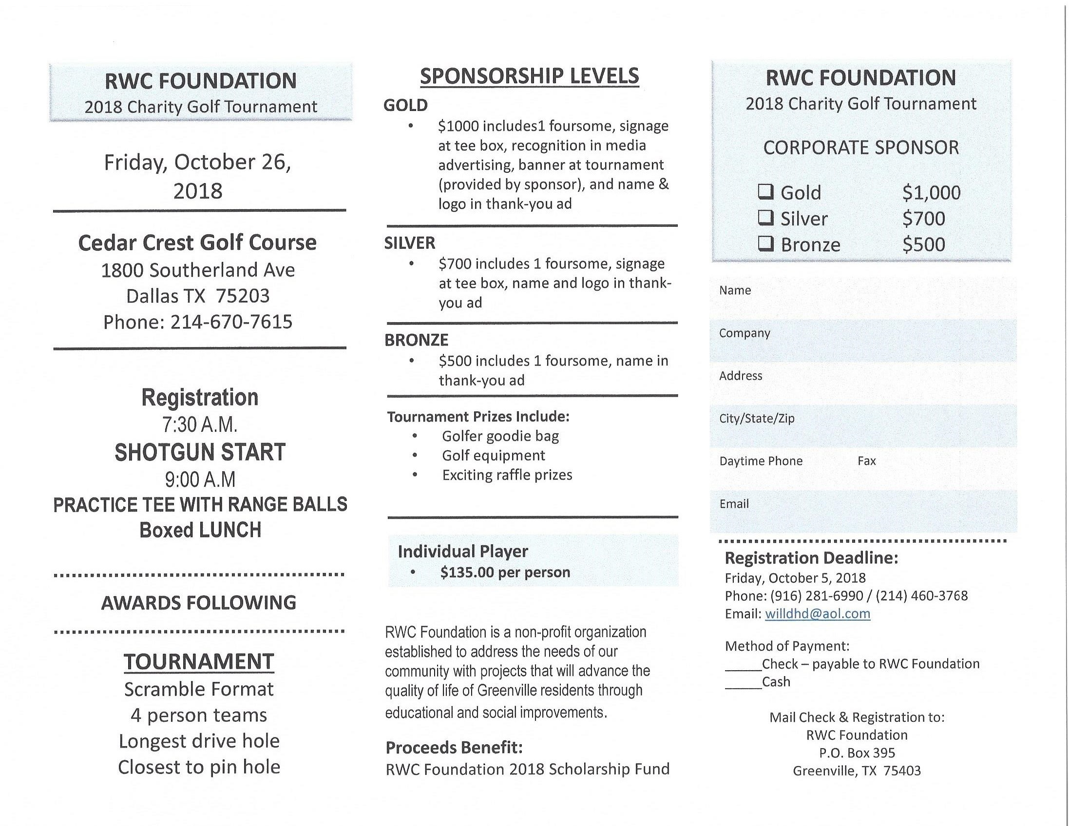 RWC Foundation 2018 Charity Golf Classic