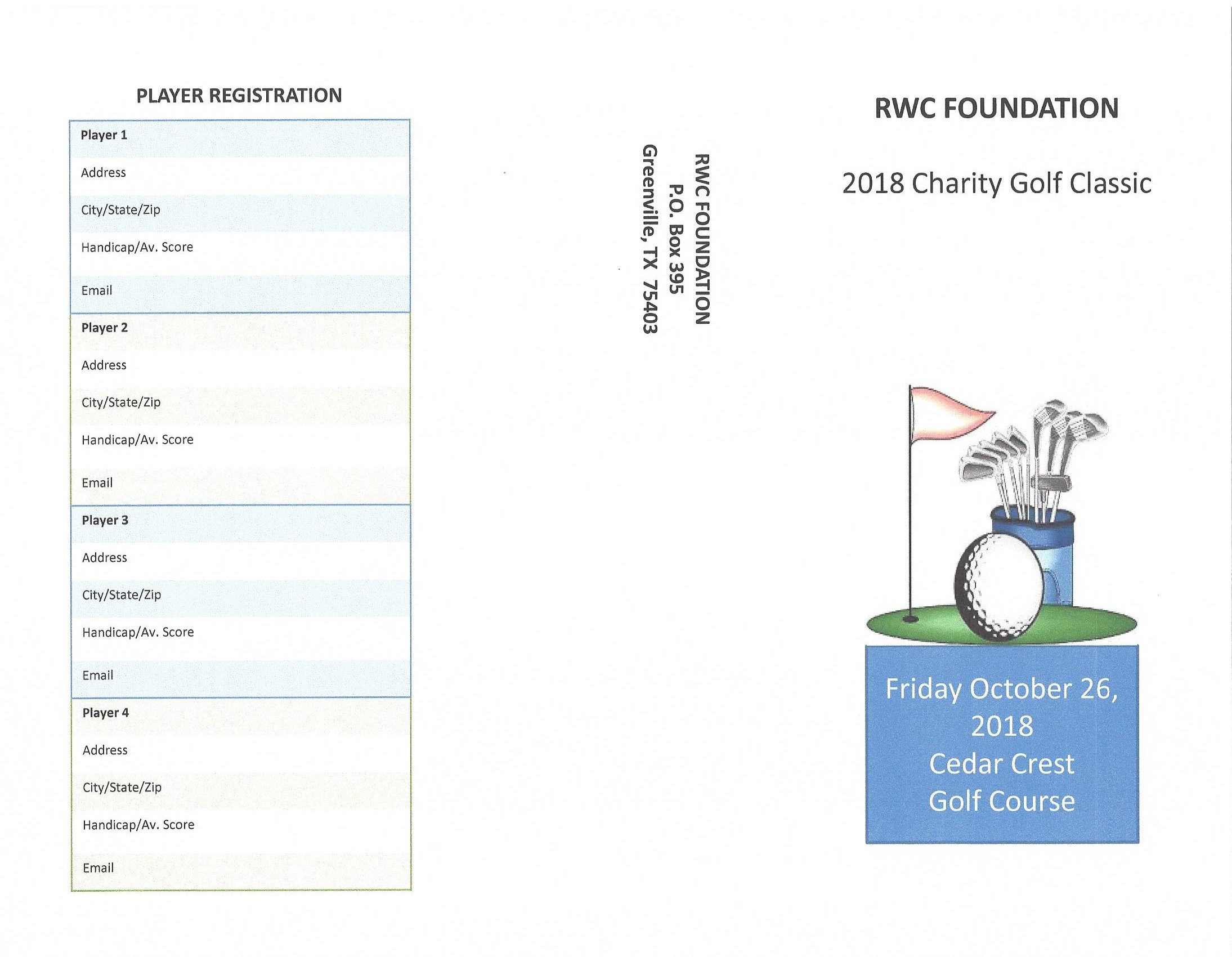 RWC Foundation 2018 Charity Golf Classic Flyer
